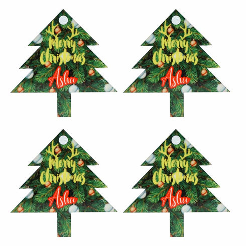 Personalised Tree Shape Ornaments for Christmas Set of 4
